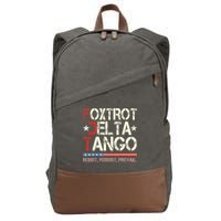Foxtrots Delta Tangos Funny Foxtrots Delta Tangos Cotton Canvas Backpack