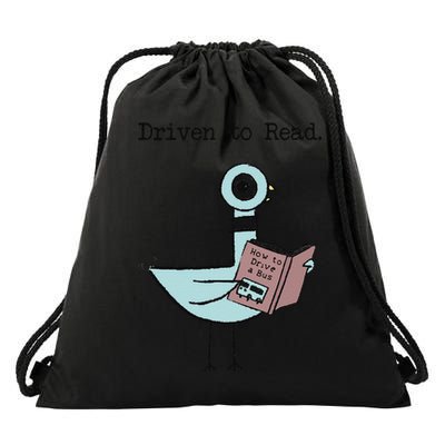 Funny Driven To Read Pigeon Library Reading Books Reader Funny Drawstring Bag