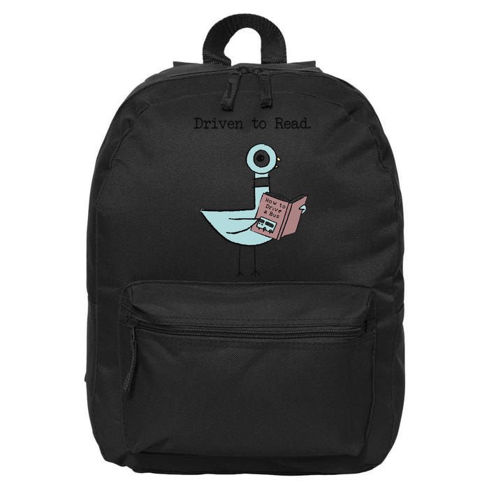 Funny Driven To Read Pigeon Library Reading Books Reader Funny 16 in Basic Backpack