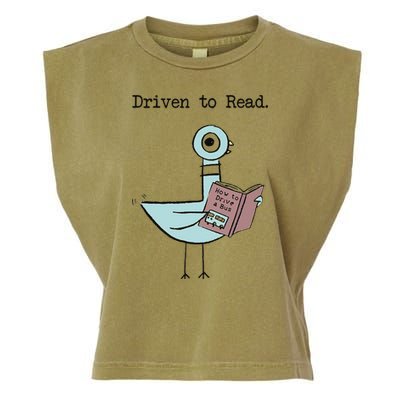 Funny Driven To Read Pigeon Library Reading Books Reader Funny Garment-Dyed Women's Muscle Tee