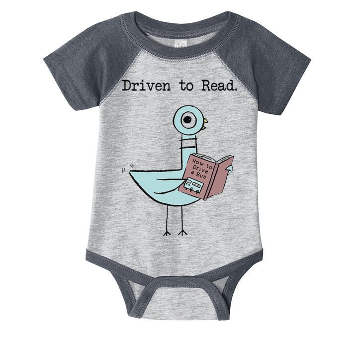 Funny Driven To Read Pigeon Library Reading Books Reader Funny Infant Baby Jersey Bodysuit