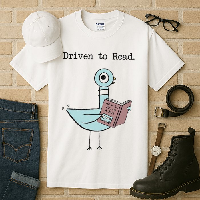 Funny Driven To Read Pigeon Library Reading Books Reader Funny Tall T-Shirt