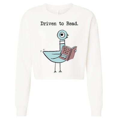 Funny Driven To Read Pigeon Library Reading Books Reader Funny Cropped Pullover Crew