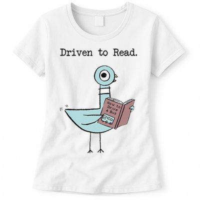 Funny Driven To Read Pigeon Library Reading Books Reader Funny Womens T-Shirt