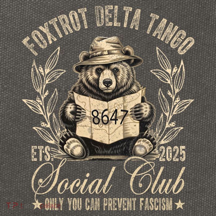 Foxtrot Delta Tango Social Club Only You Can Prevent Fascism Cotton Canvas Backpack