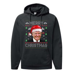 Funny Donald Trump Merry Christmas Family Ugly Sweater Xmas Gift Performance Fleece Hoodie