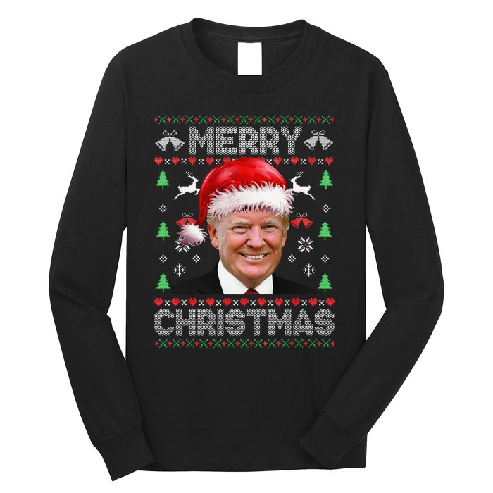 Funny Donald Trump Merry Christmas Family Ugly Sweater Xmas Gift Long Sleeve Shirt