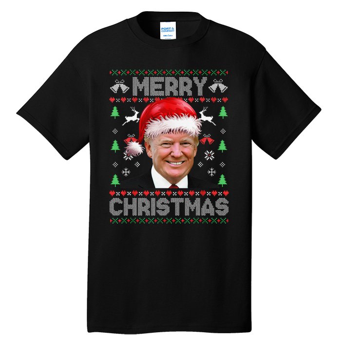 Funny Donald Trump Merry Christmas Family Ugly Sweater Xmas Gift Tall T-Shirt