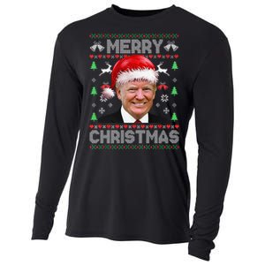 Funny Donald Trump Merry Christmas Family Ugly Sweater Xmas Gift Cooling Performance Long Sleeve Crew