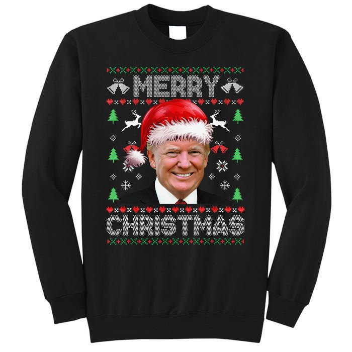 Funny Donald Trump Merry Christmas Family Ugly Sweater Xmas Gift Tall Sweatshirt