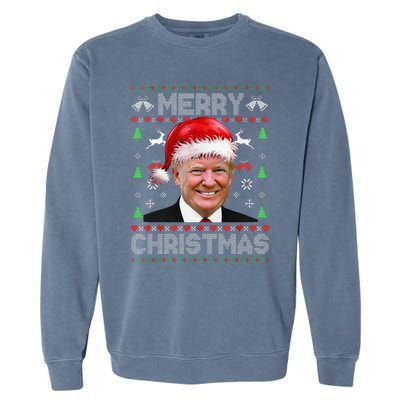 Funny Donald Trump Merry Christmas Family Ugly Sweater Xmas Gift Garment-Dyed Sweatshirt