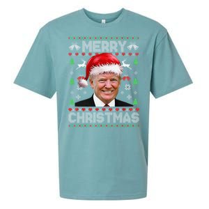 Funny Donald Trump Merry Christmas Family Ugly Sweater Xmas Gift Sueded Cloud Jersey T-Shirt