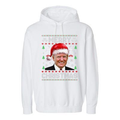 Funny Donald Trump Merry Christmas Family Ugly Sweater Xmas Gift Garment-Dyed Fleece Hoodie