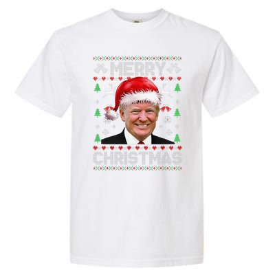 Funny Donald Trump Merry Christmas Family Ugly Sweater Xmas Gift Garment-Dyed Heavyweight T-Shirt