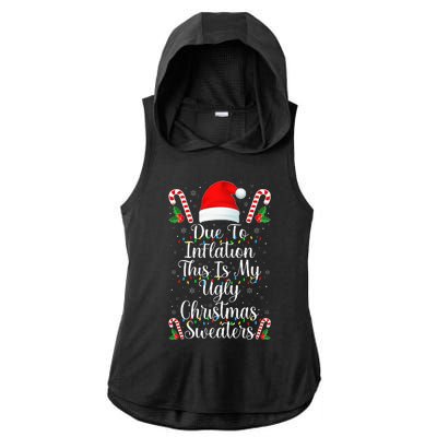 Funny Due to Inflation Ugly Christmas Sweaters Ladies PosiCharge Tri-Blend Wicking Draft Hoodie Tank