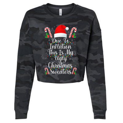 Funny Due to Inflation Ugly Christmas Sweaters Cropped Pullover Crew