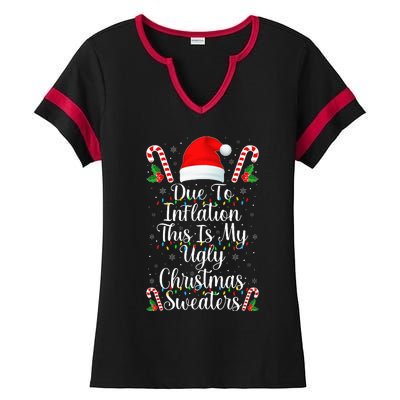 Funny Due to Inflation Ugly Christmas Sweaters Ladies Halftime Notch Neck Tee