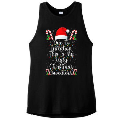 Funny Due to Inflation Ugly Christmas Sweaters Ladies PosiCharge Tri-Blend Wicking Tank