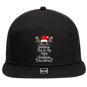 Funny Due to Inflation Ugly Christmas Sweaters 7 Panel Mesh Trucker Snapback Hat