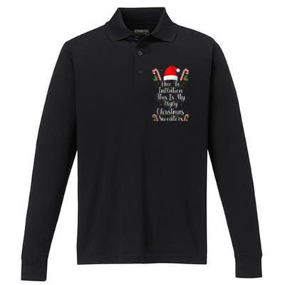 Funny Due to Inflation Ugly Christmas Sweaters Performance Long Sleeve Polo