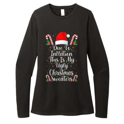 Funny Due to Inflation Ugly Christmas Sweaters Womens CVC Long Sleeve Shirt