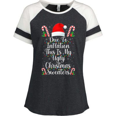 Funny Due to Inflation Ugly Christmas Sweaters Enza Ladies Jersey Colorblock Tee