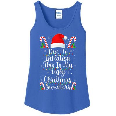 Funny Due to Inflation Ugly Christmas Sweaters Ladies Essential Tank