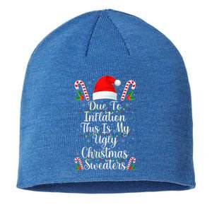 Funny Due to Inflation Ugly Christmas Sweaters Sustainable Beanie