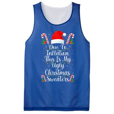 Funny Due to Inflation Ugly Christmas Sweaters Mesh Reversible Basketball Jersey Tank