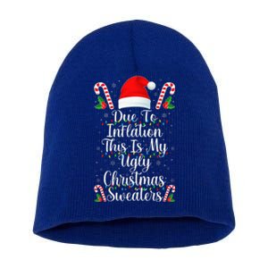 Funny Due to Inflation Ugly Christmas Sweaters Short Acrylic Beanie