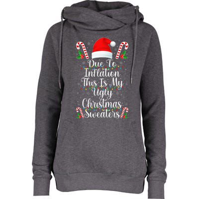 Funny Due to Inflation Ugly Christmas Sweaters Womens Funnel Neck Pullover Hood