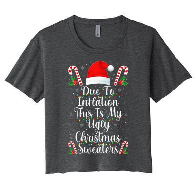 Funny Due to Inflation Ugly Christmas Sweaters Women's Crop Top Tee