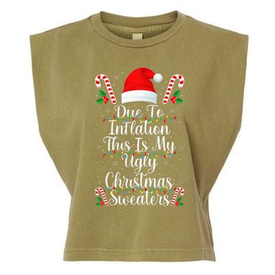 Funny Due to Inflation Ugly Christmas Sweaters Garment-Dyed Women's Muscle Tee