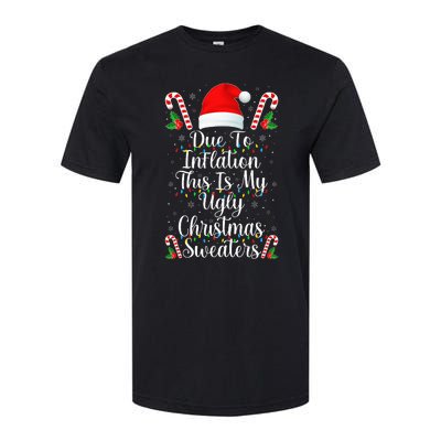 Funny Due to Inflation Ugly Christmas Sweaters Softstyle® CVC T-Shirt