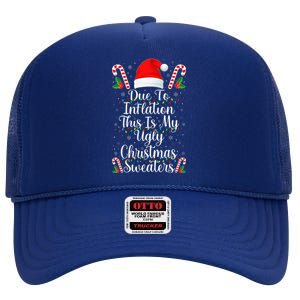 Funny Due to Inflation Ugly Christmas Sweaters High Crown Mesh Back Trucker Hat