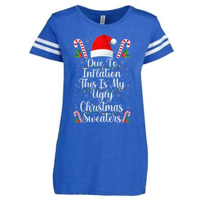 Funny Due to Inflation Ugly Christmas Sweaters Enza Ladies Jersey Football T-Shirt