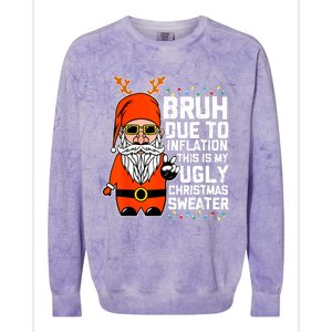 Funny Due To Inflation Ugly Christmas Sweaters Colorblast Crewneck Sweatshirt