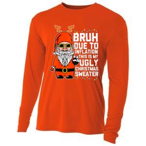 Funny Due To Inflation Ugly Christmas Sweaters Cooling Performance Long Sleeve Crew