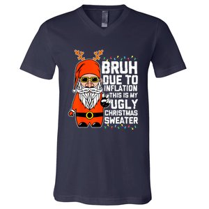 Funny Due To Inflation Ugly Christmas Sweaters V-Neck T-Shirt