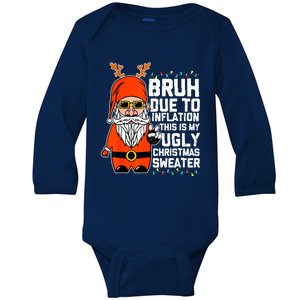 Funny Due To Inflation Ugly Christmas Sweaters Baby Long Sleeve Bodysuit