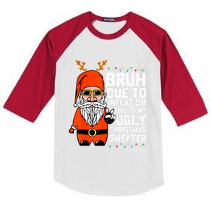 Funny Due To Inflation Ugly Christmas Sweaters Kids Colorblock Raglan Jersey