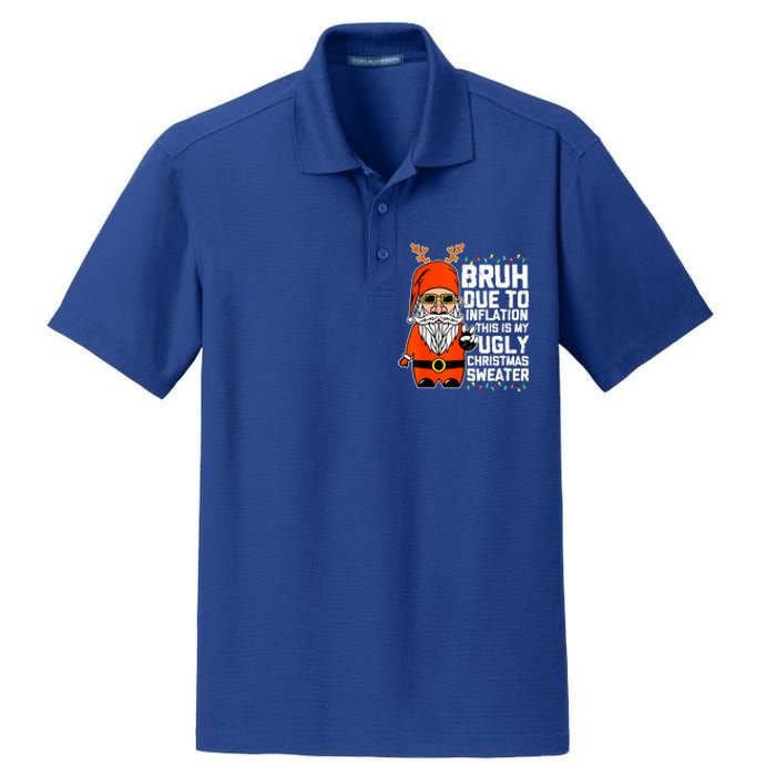 Funny Due To Inflation Ugly Christmas Sweaters Dry Zone Grid Polo