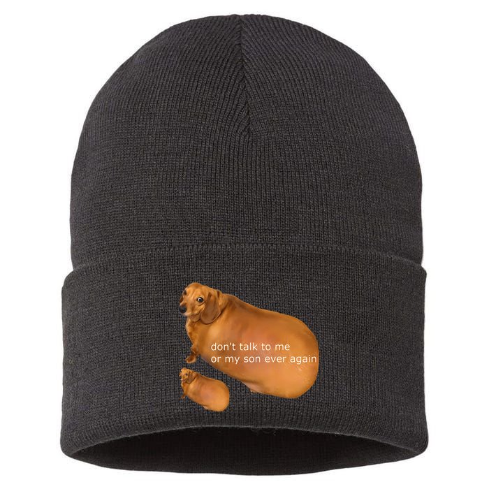 Funny DonT Talk To Me Or My Son Ever Again Geek Dog Meme Sustainable Knit Beanie