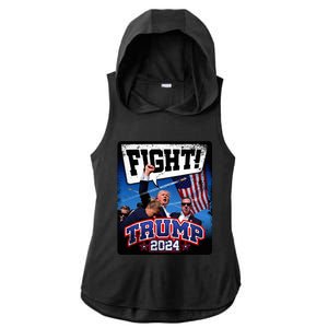 Fight! Donald Trump 2024 Supporters Political Product Ladies PosiCharge Tri-Blend Wicking Draft Hoodie Tank