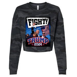 Fight! Donald Trump 2024 Supporters Political Product Cropped Pullover Crew