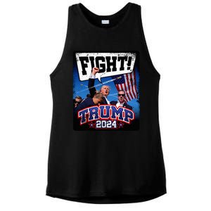 Fight! Donald Trump 2024 Supporters Political Product Ladies PosiCharge Tri-Blend Wicking Tank