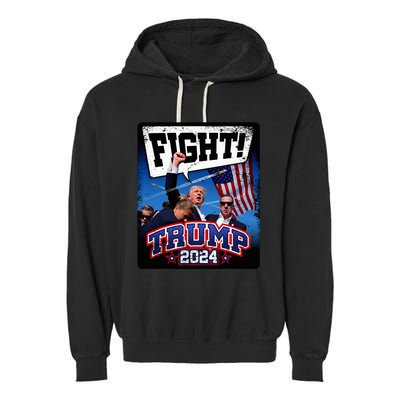 Fight! Donald Trump 2024 Supporters Political Product Garment-Dyed Fleece Hoodie