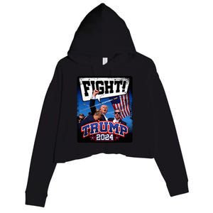 Fight! Donald Trump 2024 Supporters Political Product Crop Fleece Hoodie