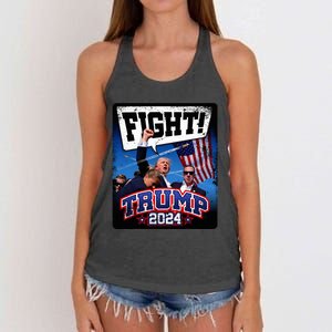 Fight! Donald Trump 2024 Supporters Political Product Women's Knotted Racerback Tank