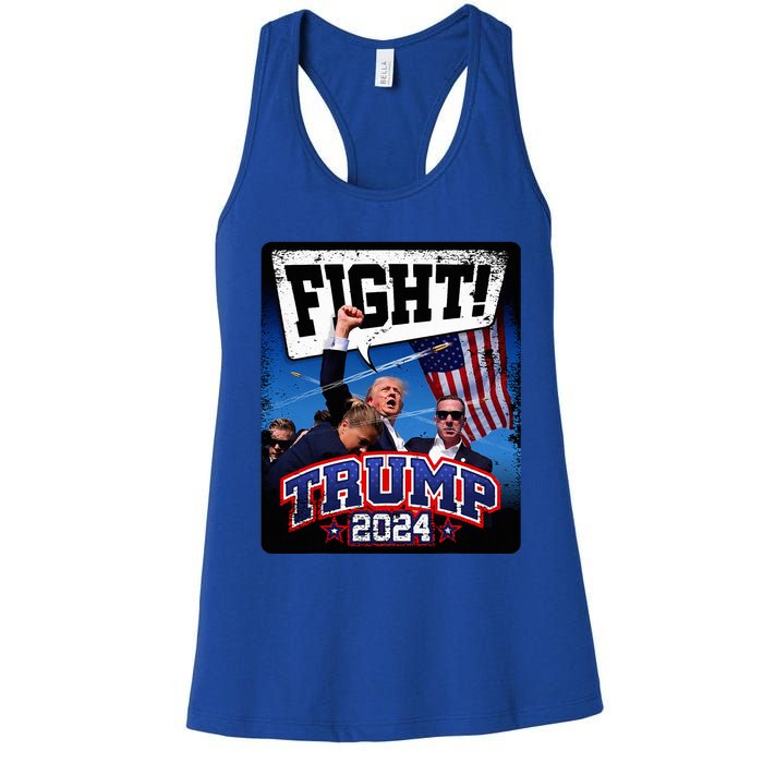 Fight! Donald Trump 2024 Supporters Political Product Women's Racerback Tank